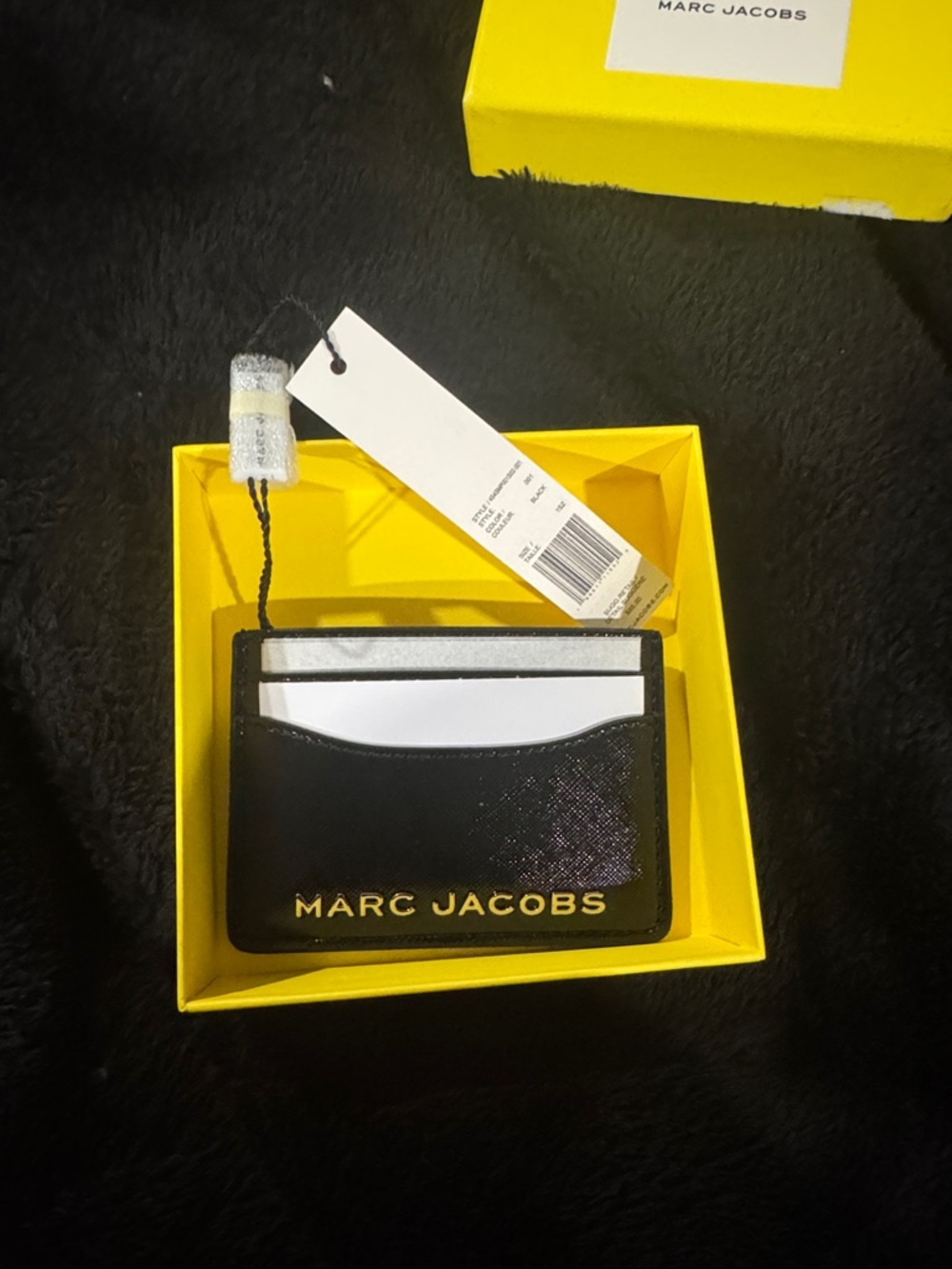 Marc Jacobs Black Leather Card Case with Gold Logo